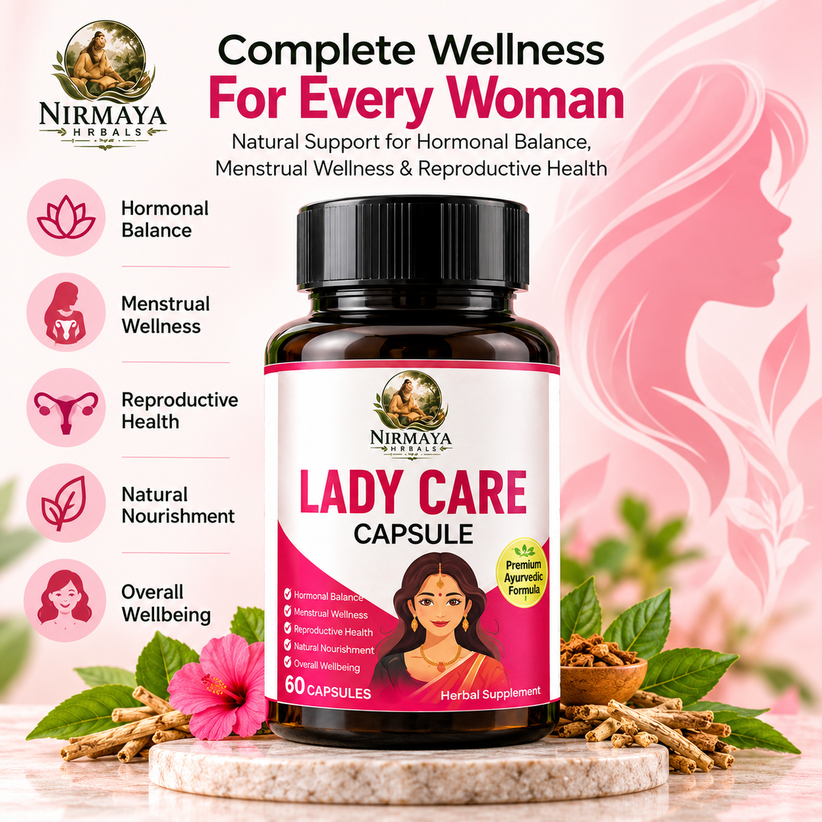 Nirmaya Lady Care Capsule | Women's Herbal Wellness Supplement | 60 Capsules