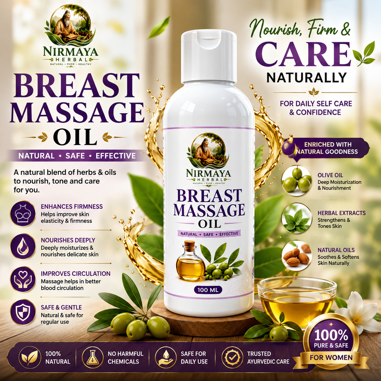 Nirmaya Herbal Breast Massage Oil (100 ML)