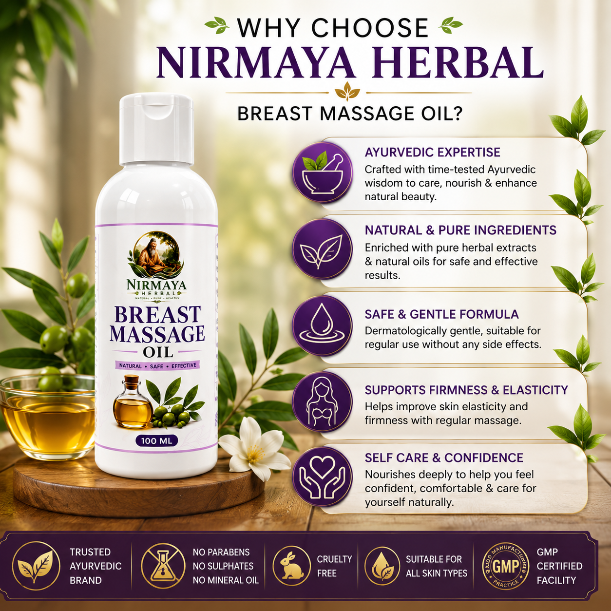 Nirmaya Herbal Breast Massage Oil (100 ML)