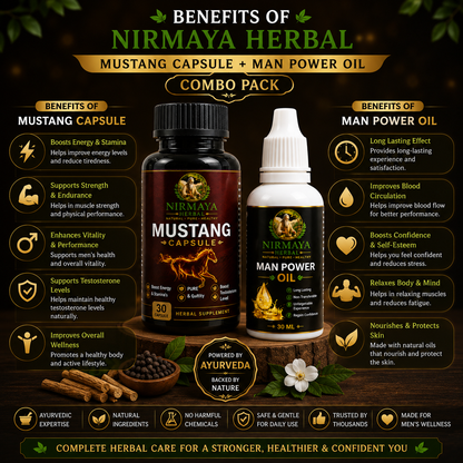 Nirmaya Herbal Mustang Capsule + Man Power Oil Combo Pack