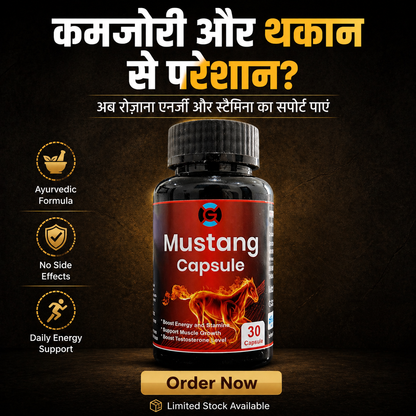 Mustang Capsule – Advanced Ayurvedic Energy & Stamina Support | Daily Performance Formula (30 Capsules)