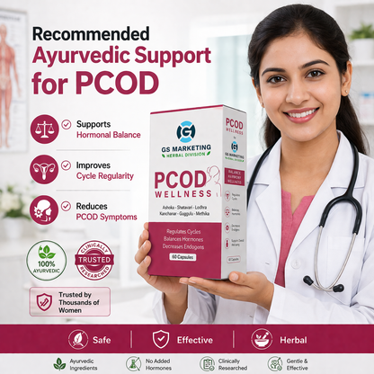 PCOD Wellness Capsule for Women – Hormone Balance, Regular Periods & Natural PCOD Support | Ayurvedic Formula | 60 Capsules