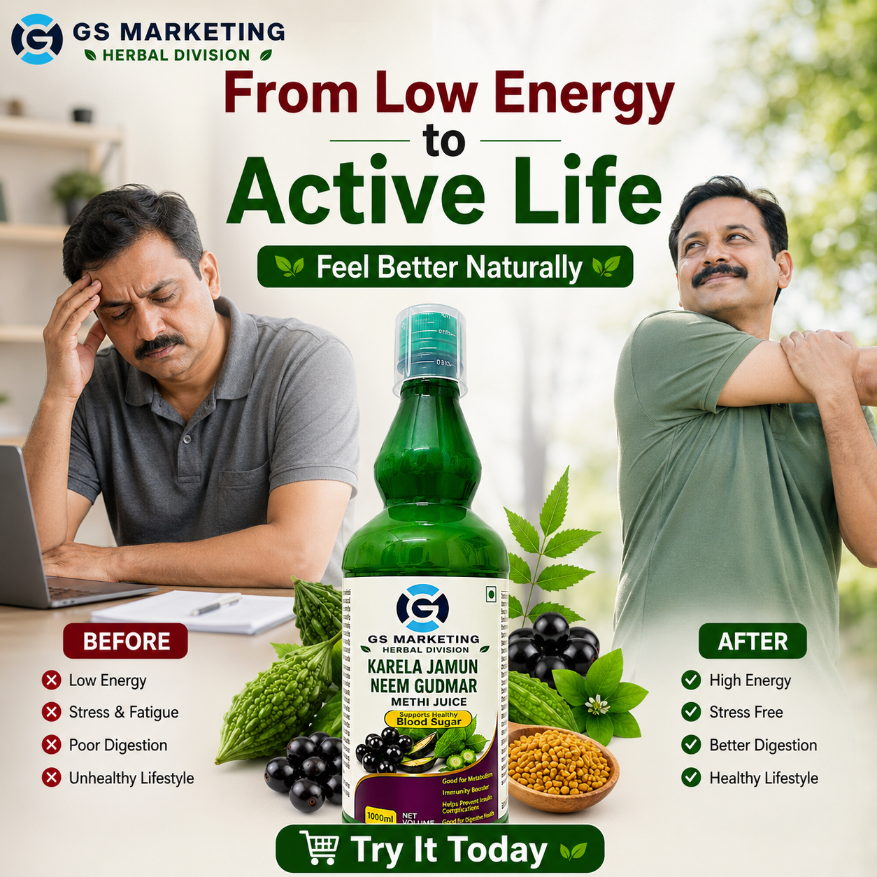 Karela Jamun Neem Gudmar Methi Juice – Ayurvedic Support for Blood Sugar Balance & Metabolism